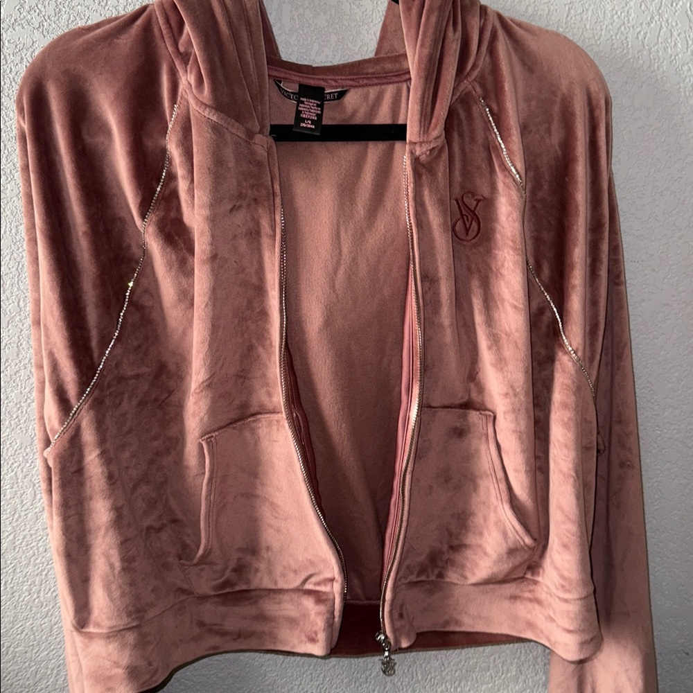 Victoria's Secret Blush Velour Zip-Up Hoodie - Picture 4 of 4